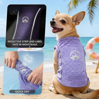 PETCARE Sun Protection Dog Shirts for Medium Dogs Quick Dry Soft Stretchy Dog T-Shirt with Reflective Label Tank Top Sleeveless Vest Pet Clothes, Athletic Fabric, Purple, XXL (Chest 26" Length 19.7")
