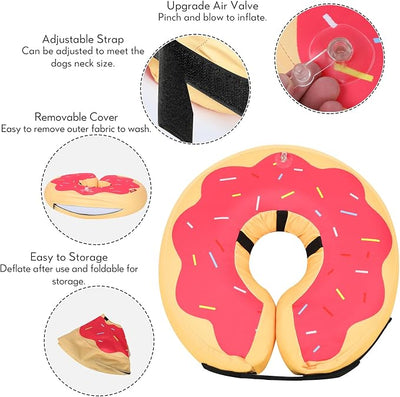 MIDOG Soft Inflatable Dog Cone, Donut E-Collar Alternative for After Surgery, Prevents Licking, Allowing Normal Eating & Vision, Comfortable Recovery Collar for Small Medium Large Dogs & Cats, Pink-XS