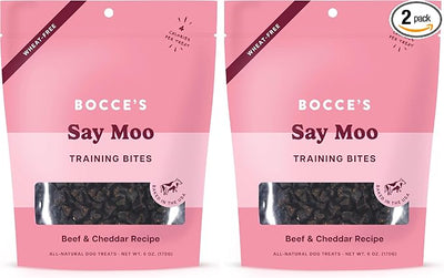 Bocce's Bakery Say Moo Beef & Cheddar Training Treats for Dogs,Wheat-Free Dog Treats,6 oz Bag,(Pack of 2)