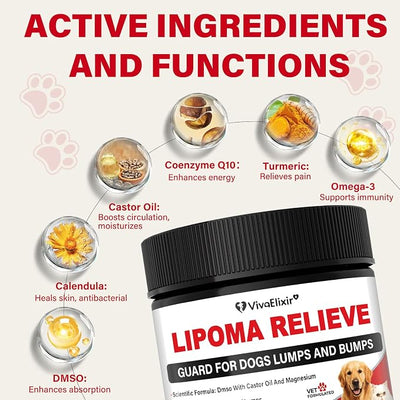 Lipoma Treatment for Dogs & Cats, Dog Balm with Castor Oil, DMSO Cream, Support Joint Comfort with Natural Ingredients, Reduce Bumps, Promotes Healthy Tissue & Skin, Safe for All Breeds-60g