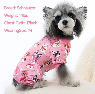 XPUDAC 4 Pack Dog Pajamas Cute Soft Dog Clothes for Small Medium Dogs Boy Girl Stretchy Pjs Jammies Outfit Puppy Onesies, X-Small