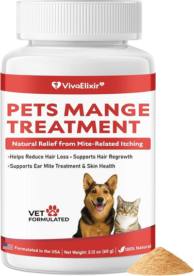 Mange Treatment Cats and Dogs - Natural Dog Itching Relief - Relieves Itchy, Scaly, Dry Skin, Welts & Scabs - Skin & Coat Comfort Powder for Itchy or Irritated Skin - 2.12 oz (60 g)