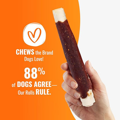 GOOD 'N' FUN Triple Flavor Rolls with Bully Chews, High-Protein Dog Treat for Large Adult Dogs, Made with Real Beef Hide, Chicken, Bully & Beef Liver Flavor, 3 Count