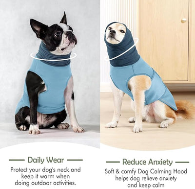 KOESON Dog Calming Vest with Soft Ear Wrap, Breathable Dog Thunder Jacket with Adjustable Hook & Loop, Reflective Puppy Anxiety Relief Jacket for Fireworks, Thunder, Travel, Separation, Blue XS
