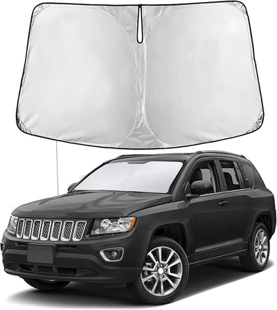 EcoNour Windshield Sunshade Compatible for Jeep Compass 2007-2014 2015 2016, Sun Visor for Front Windshield & Window Sun Shade Cover, UV Heat Blocker & Protector, Car Accessories
