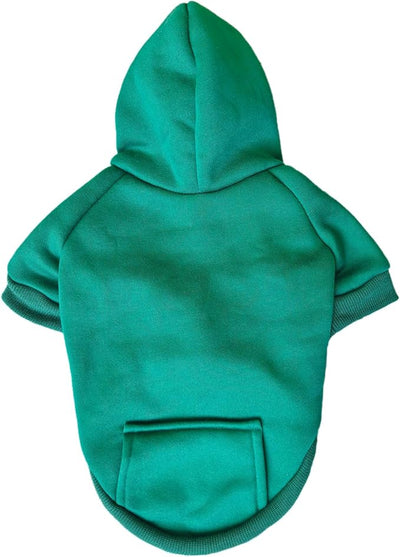 Jecikelon Soft Dog Hoodies for Small Dogs, Fleece Puppy Sweatshirt with Pockets, Warm Winter Cold Weather Coats for Pet Cat, Cute Clothes Puppy Costume (Green, X-Small)