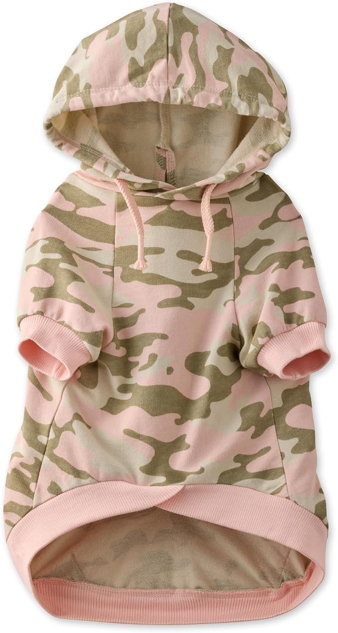 Pet Passion Rocky – The Original Lightweight Hooded Tee 100% Organic Cotton Dog Hoodie Pet Coat Sweater for All Sized Dogs, Original Pink Camo, Large (40-60 lbs)