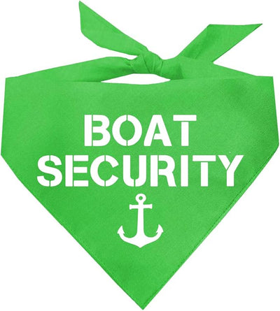 Boat Security Dog Bandana | 100% Cotton Adjustable Triangle | Made in USA | Boat Lover | Captain | Beach | Lake | Funny Outfit Prop Photoshoot | Lime Green, One Size (243)
