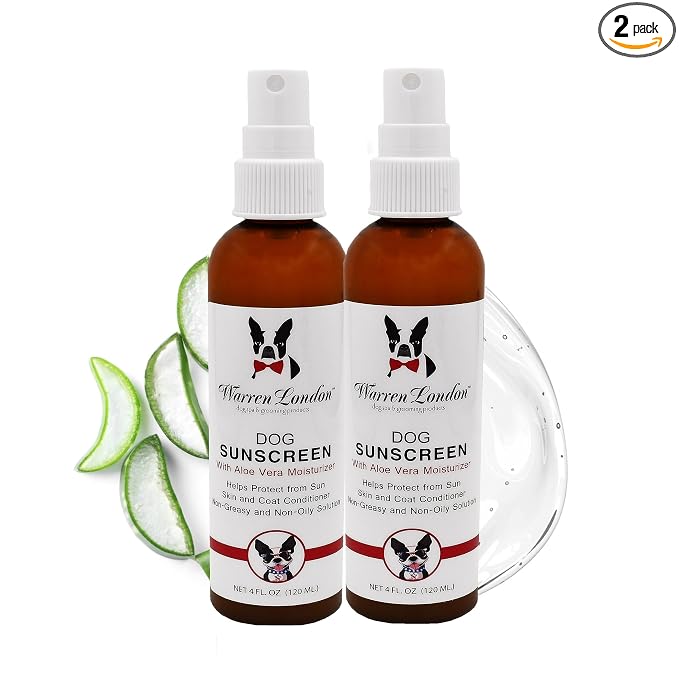Warren London Dog Sunscreen Spray – 2-Pack (2 × 4 oz) UV Shield with Aloe | Quick-Dry, Non-Greasy, Sunblock for Nose, Ears & Coat | Prevents Sunburn & Itch | Save 18% vs. Single | Made in USA