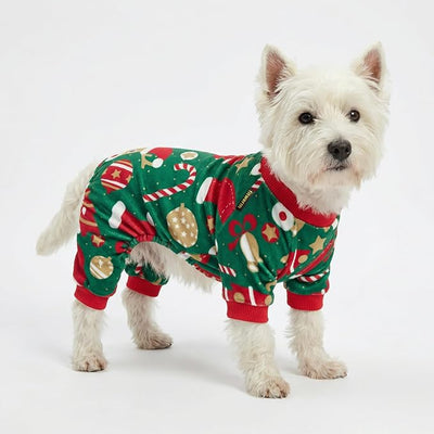 Fitwarm Christmas Dog Pajamas, Dog Winter Clothes for Small Dogs Boy Girl, Lightweight Velvet Pet Jammies, Red, Green, XXL