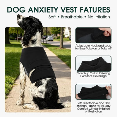 Kuoser Dog Anxiety Vest for Dogs, Calming Dog Jacket for Anxiety Relief, Adjustable Anxiety Wrap Shirt for Small Medium Large Dogs, Soothing Pet Vest for Fireworks Thunderstorms Vet Visits Travel, XS