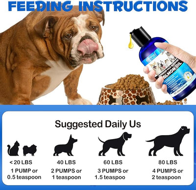 Salmon Oil for Dogs and Cats 8.8fl.oz, Omega 3 EPA DHA Joint&Immune Health, Salmon Oil for Dogs Skin and Coat Support(Cats), Wild Alaskan Salmon Oil for All Ages and All Breefs, for Dog and Cat.