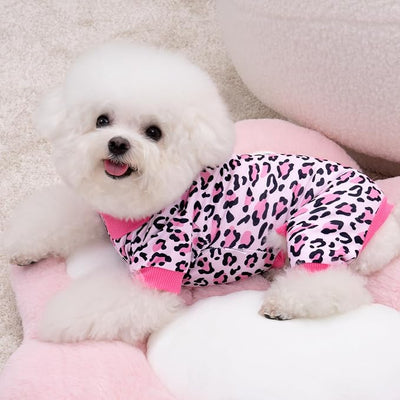 XPUDAC 4 Pack Dog Pajamas Soft Strechy Duck Pink Print Puppy Clothes for Small Medium Dogs Girl Boy Cat Apparel-2X-Large