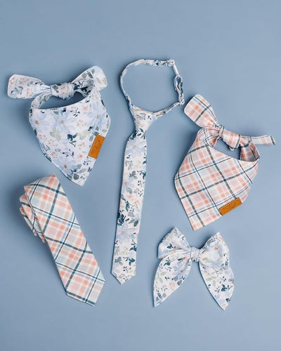 Remy+Roo X Boon Ties Dog Bandanas - 2 Pack | Spring Dog Bandanas Set | Premium Durable Fabric | Patented Shape Bandanas for Dogs (Plaid, Floral X-Large)