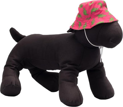 THE WORTHY DOG Alligators Bucket Hat for Dogs – Lightweight Pet Sun Hat with Adjustable Chin Strap, Soft Brim & Bright Colors -Pink, Small