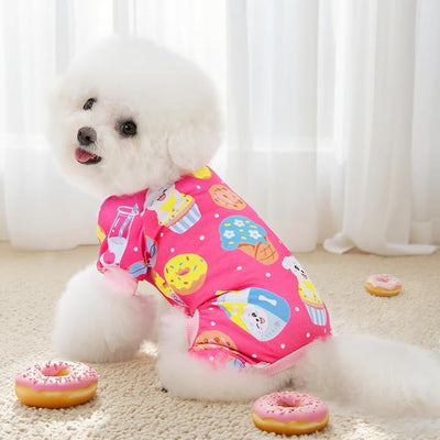 XPUDAC 4 Pieces Dog Pajamas for Small Medium Sized Dogs Stretchable Dog Pjs Soft Puppy Clothes Boy Girl Cats Pet Outfits, S