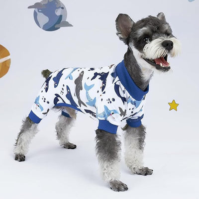 XPUDAC 4 Pack Dog Pajamas Comfy Strechy Doggie Pjs Puppy Clothes for Small Medium Dogs Boy Girl Cat Pet Outfits, M