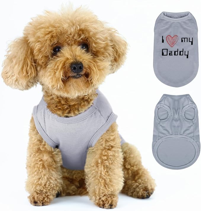 Expressive Pet Vest: Sleeveless Dog Shirt with 'I Love My Daddy' Slogan, Ideal for Chihuahuas, Poodles, Yorkies, and More - Adorable Design, Ultimate Comfort, Easy Maintenance! Gray XX-Large
