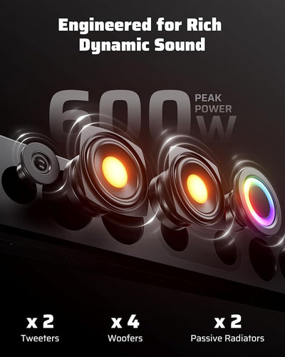 Ehaho 34 Inch UTV Sound Bar, IP66 Waterproof Bluetooth Golf Cart Sound Bar, ATV SoundBar with RGB Lighting, Amplified Powersports SXS SoundBar, UTV Speakers Compatible with Polaris RZR Can-Am