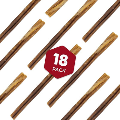 Best Bully Sticks Thick 12 Inch Bully Sticks for Dogs - 18 Count (Pack of 1) - Long-Lasting Chew, Natural, Grass-Fed Beef, Single Ingredient, Grain and Rawhide Free Dog Treats - Large Breeds