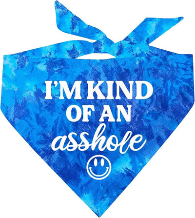 I'm Kind of an A (Problem) Dog Bandana | 100% Cotton Tie Dye Triangle | Made in USA | Do Not Pet | Funny Warning for Reactive or Moody Dogs | One Size | Royal Scrunch (31)