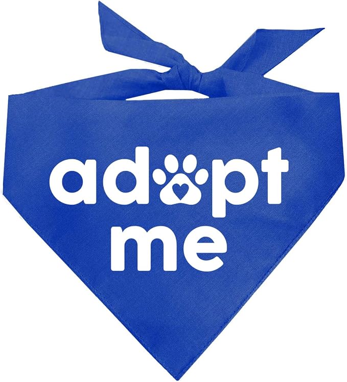 Adopt Me Dog Bandana | 100% Cotton | Made in USA | Adoption Event Prop Photoshoot | Rescue | Puppy | New Dog | Royal, X-Small (326)