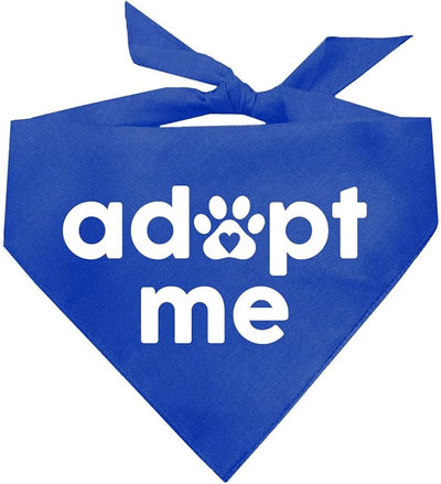 Adopt Me Dog Bandana | 100% Cotton | Made in USA | Adoption Event Prop Photoshoot | Rescue | Puppy | New Dog | Royal, One Size (326)