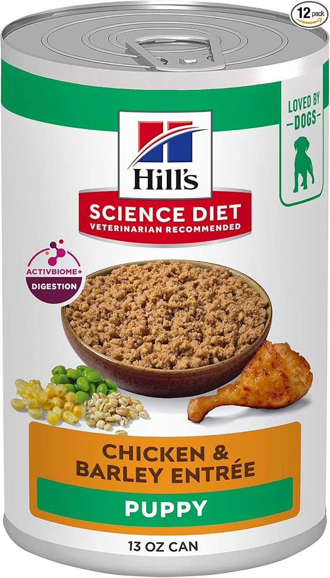 Hill's Science Diet Puppy Wet Dog Food, Chicken & Barley, 13 oz. Cans, 12-Pack
