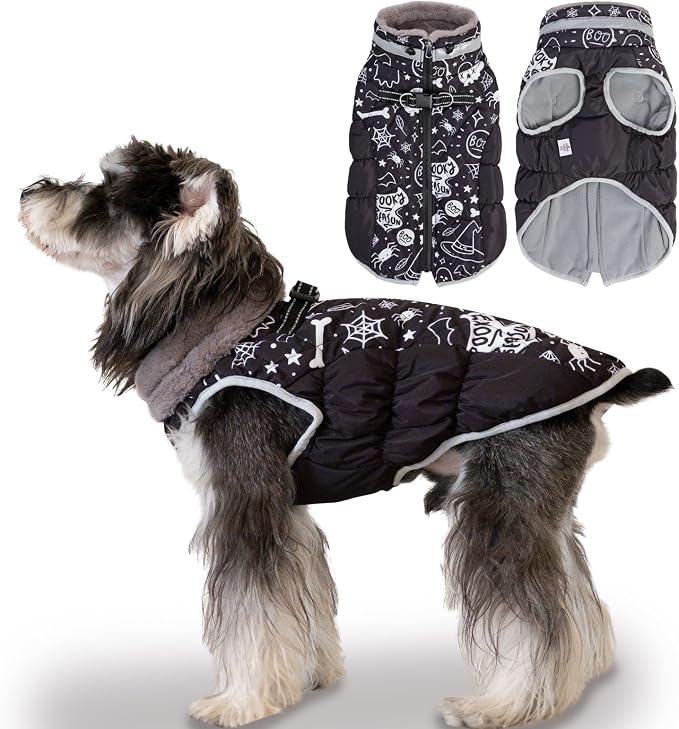 CuteBone Cozy Waterproof Thick Dog Winter Coat Doggie Jacket Warm Pet Clothes Comfortable Puffer Dog Vest for Small Medium Large Dogs with Harness Hole YRFN10M