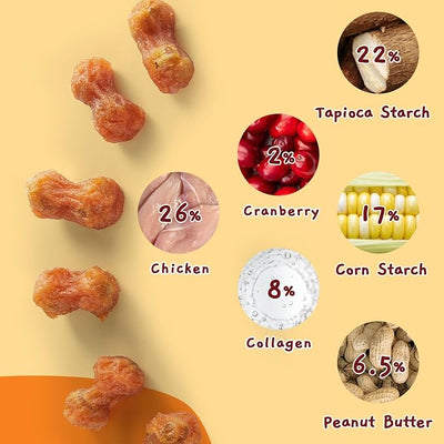 Jungle Calling Rawhide Free Dog Chew Treats, Real Chicken Wrapped Peanut Butter Bones, Teeth Clean Chewy Training Snacks, 6 oz (Pack of 2)