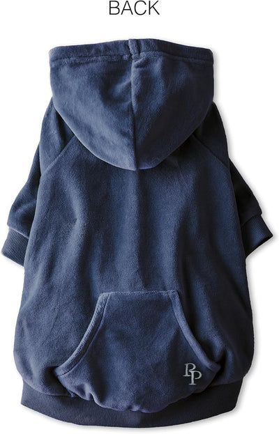 Pet Passion Cooper II Organic Cotton Velour Dog Hoodie Pet Coat for Small, Medium and Large Dogs, Navy, X-Large (55-80 lbs)