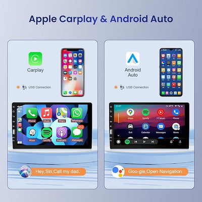 Single Din CarPlay & Android Auto Car Radio, 9-Inch Touch Screen Car Stereo with Bluetooth, Mirror Link, FM/AM Audio, GPS, USB,EQ,Backup Camera Input & SWC+MIC, Car Multimedia Player