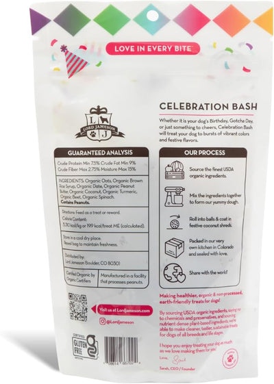 Lord Jameson Celebration Bash 6 oz: Organic Soft & Chewy Dog Treats | Natural Puppy & Senior Treats | Easy Chew Hypoallergenic Dog Snacks | Healthy Birthday Training Treats for Small & Large Dogs