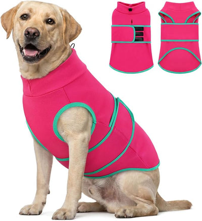 Queenmore Breathable Dog Anxiety Calming Vest,Adjustable &Lightweight Dog Calming Shirt for Thunder,Fireworks,Separation,Dogs Stress and Anxiety Relief Coat,Compression Shirt for Large Dogs,Rosered,XL