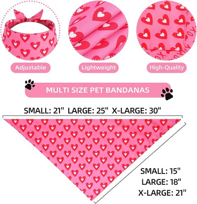 Valentine's Dog Bandanas XLarge 2PCS, Triangle Reversible Sweetheart Scarf for Boy and Girl, Love Bibs Accessories for Large and Extra Large Dogs