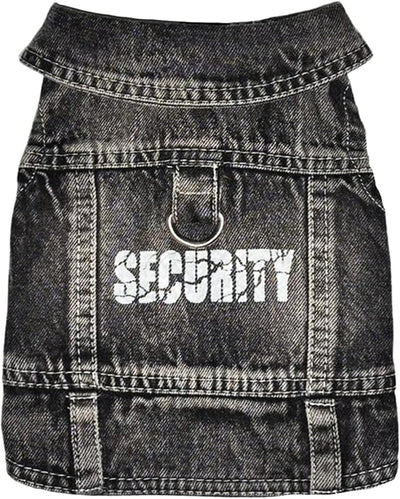 Dog Jeans Black Security Jacket Denim Pet Coat for Puppy Small Dogs Cotton Classic Overalls Male Cat Costumes Sleeveless Washed Vest Clothes Outfit T-Shirts（X-Large）
