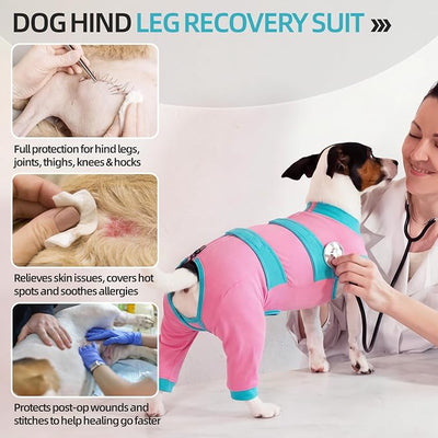 Lelepet Dog Surgery Recovery Suit for Rear Legs, Soft Dog Pants to Prevent Licking, Adjustable Long Sleeve Pet Onesie Pajamas for Dogs, Cone Alternative Leg Sleeve Bodysuit for Dogs After Spay/Neuter