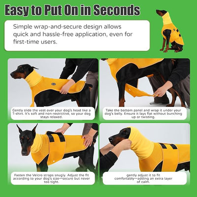 Dog Anxiety Vest with Hood, Soft Thunder Jacket for Fireworks, Vet Visits & Separation Anxiety – No Medication or Training