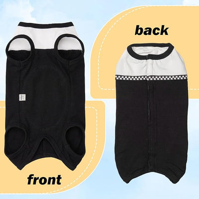 Dog Surgical Suit - Recovery Onesie for Dogs After Surgery, Spayed Female/Male Puppy, Breathable Anti-Lick Clothes, Alternative to Cone(Black and White-s)