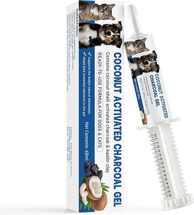 Activated Charcoal for Dogs & Cats, 60mL Pet First Aid for Accidental Toxin Ingestion, Toxin Absorber for Pet Emergency, Supports Healthy Digestive Function, Ready-to-Use Oral Gel