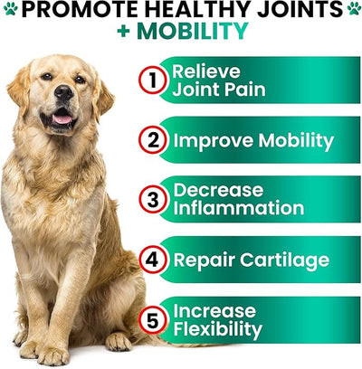 Grateful Pawz Hemp Hip and Joint Supplement for Dogs - Glucosamine for Dogs - 160 Joint Pain Relief Treats - Chondroitin, MSM - Advanced Health Supplement - Beef Liver Flavor - Made in USA