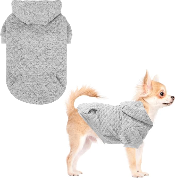 KOOLTAIL Small Dog Sweater, Ultra-Warm & Soft Winter Fall Sphynx Cat Clothes for Cats Only, Lightweight Dog Hoodie Sweatshirt for Small Dogs Boy Girl Yorkie, Chihuahua, Shih-Tzu, Puppy,Gray XS