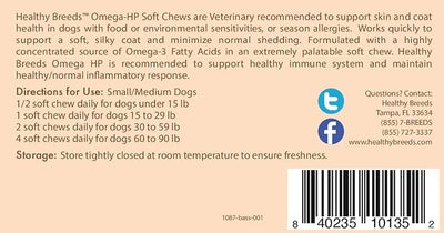 Healthy Breeds Basset Hound Omega HP Fatty Acid Skin and Coat Support Soft Chews 60 Count