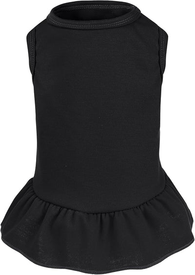 Dog Dresses Cat Skirt Solid Color Dog Clothes Summer Sleeveless Puppy Girl Clothes for Small Pet Dogs Cats (Black, X-Small)