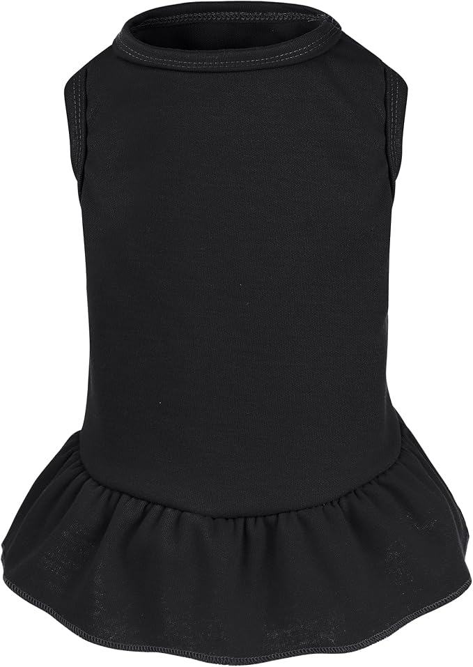 Dog Dresses Cat Skirt Solid Color Dog Clothes Summer Sleeveless Puppy Girl Clothes for Small Pet Dogs Cats (Black, Small)