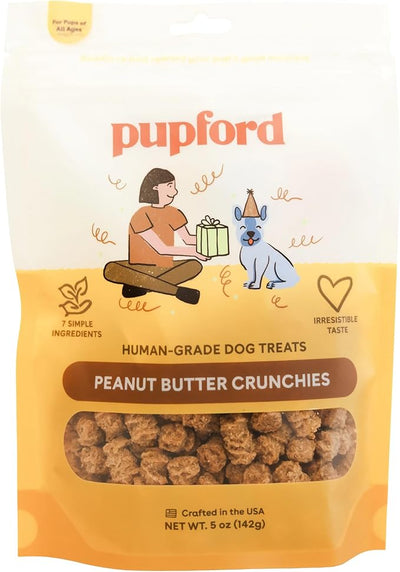Pupford Peanut Butter Crunchies, All-Natural, Human-Grade Crunchy Treat for Dogs & Puppies (5 oz)