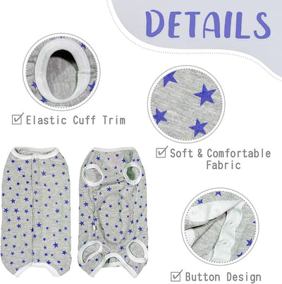 Dog's Recovery Suit Post Surgery Shirt for Puppy, Small Dog Surgical Recovery Suit for Female Male Dogs, Dog Onesie Protect Surgical Wound(Grey Stars-s)