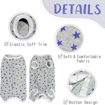 Dog's Recovery Suit Post Surgery Shirt for Puppy, Small Dog Surgical Recovery Suit for Female Male Dogs, Dog Onesie Protect Surgical Wound(Grey Stars-m)