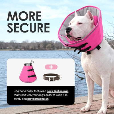 AOFITEE Dog Cone Collar, Adjustable Dog Cones Alternative for Large Dogs After Surgery with Buckle, Soft Pet Cone for Dogs to Stop Licking, Neuter Elizabethan Cones for Wound Healing(PinkGrey,X-Large)