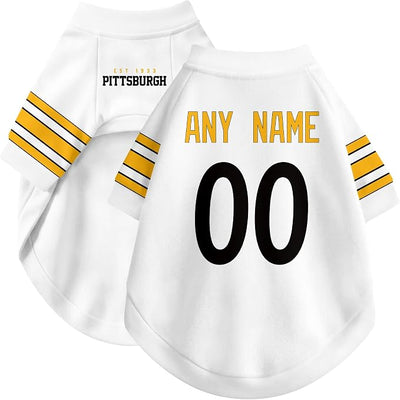 Pittsburgh Dog Clothes Jersey Style Personalized Pet T Shirt with Custom Name Number for Small Medium Large Dogs